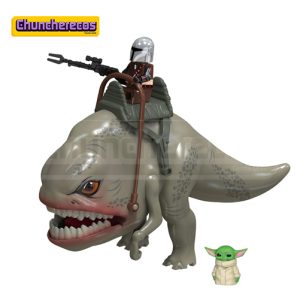 mando-y-grogu-con-Blurrg-chuncherecos-minifiguras-estilo-lego