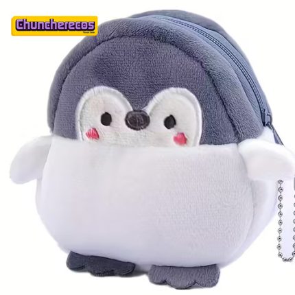 Monedero de peluche con diseño de pingüino