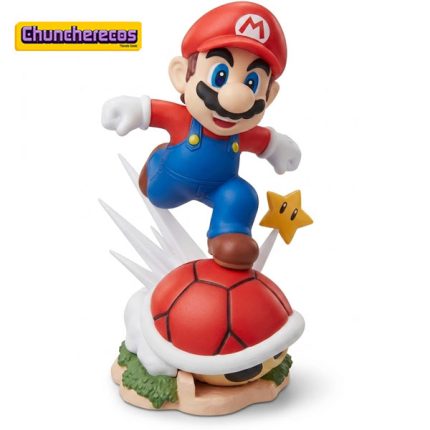 Figura de Mario en escena dinámica sobre caparazón rojo